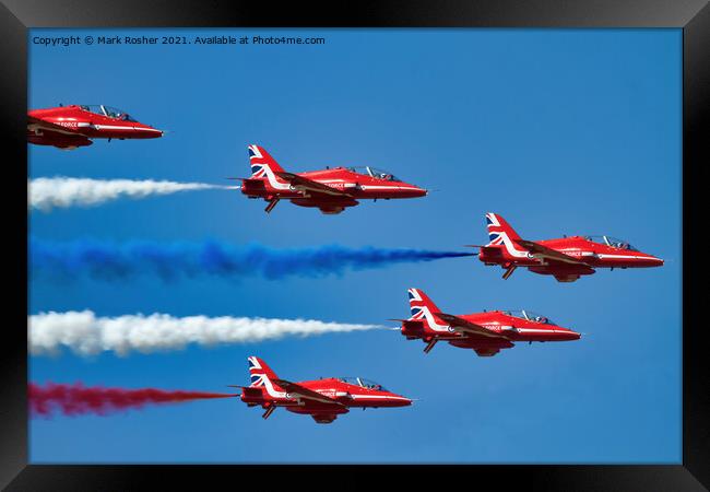 Red Arrows: Red White and Blue Framed Print by Mark Rosher