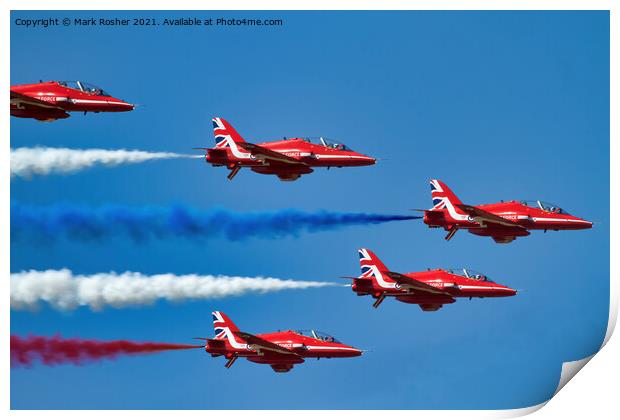 Red Arrows: Red White and Blue Print by Mark Rosher