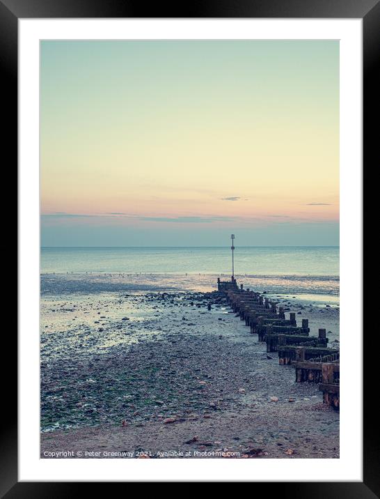 Reflected Light Over Hunstanton Beach At Sunset Framed Mounted Print by Peter Greenway