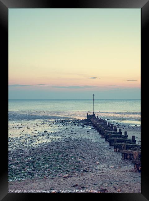 Reflected Light Over Hunstanton Beach At Sunset Framed Print by Peter Greenway