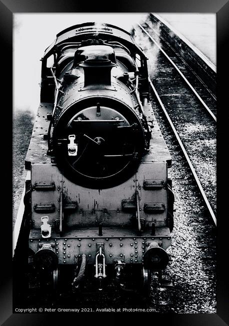 Steam Locomotive At A Station Platform On The Watercress Line Framed Print by Peter Greenway
