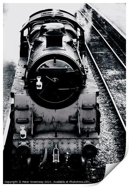 Steam Locomotive At A Station Platform On The Watercress Line Print by Peter Greenway