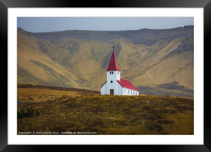Church in Vik i Myrdal, Iceland Framed Mounted Print by Paulo Rocha