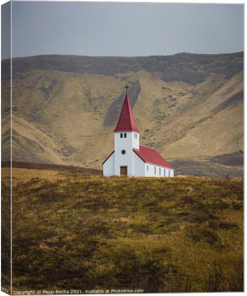 Church in Vik i Myrdal, Iceland Canvas Print by Paulo Rocha
