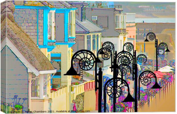 Lyme Regis Lamp Posts Canvas Print by Alison Chambers
