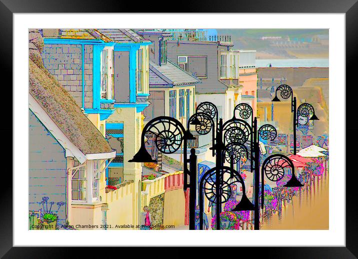 Lyme Regis Lamp Posts Framed Mounted Print by Alison Chambers