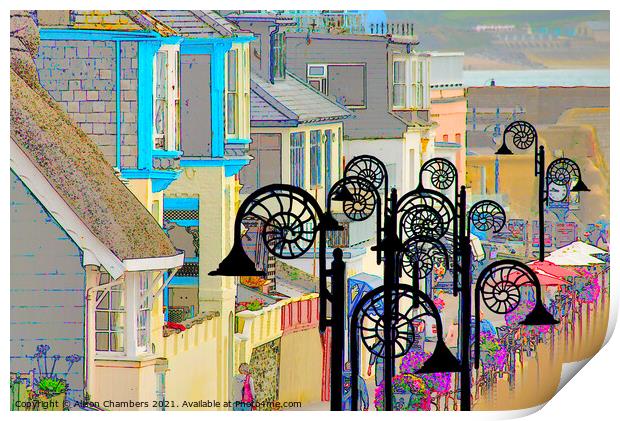 Lyme Regis Lamp Posts Print by Alison Chambers