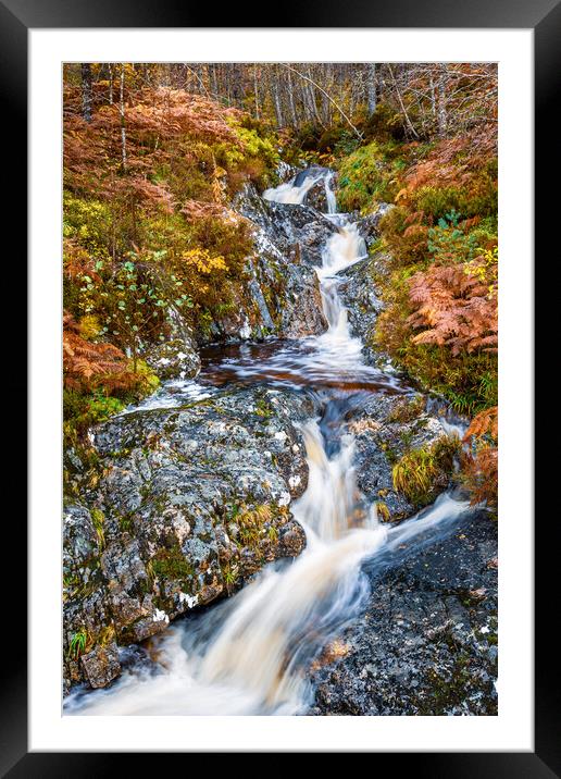 Glen Affric Waterfall in Autumn Framed Mounted Print by John Frid