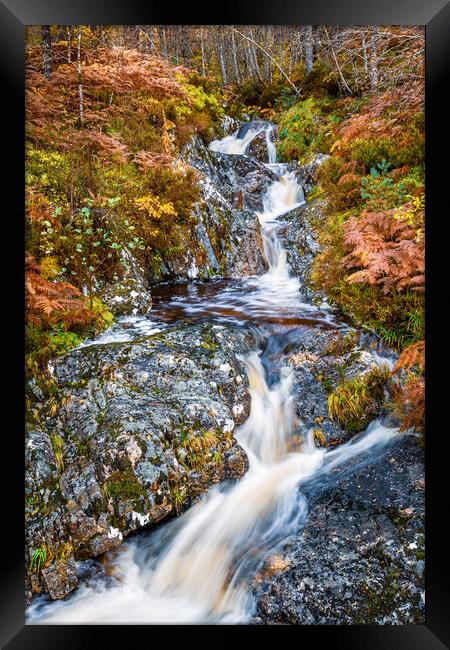 Glen Affric Waterfall in Autumn Framed Print by John Frid