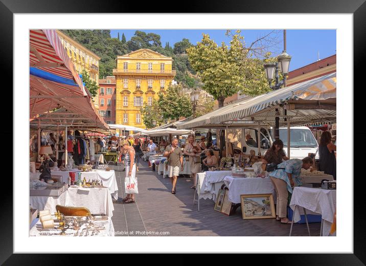 Cours Saleya market - Nice Framed Mounted Print by Laszlo Konya