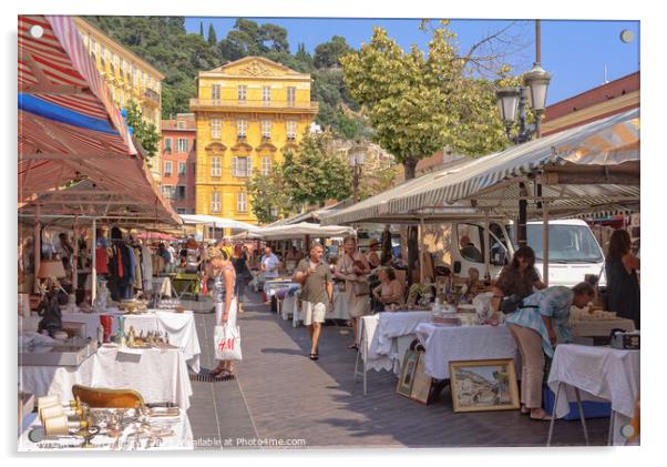 Cours Saleya market - Nice Acrylic by Laszlo Konya