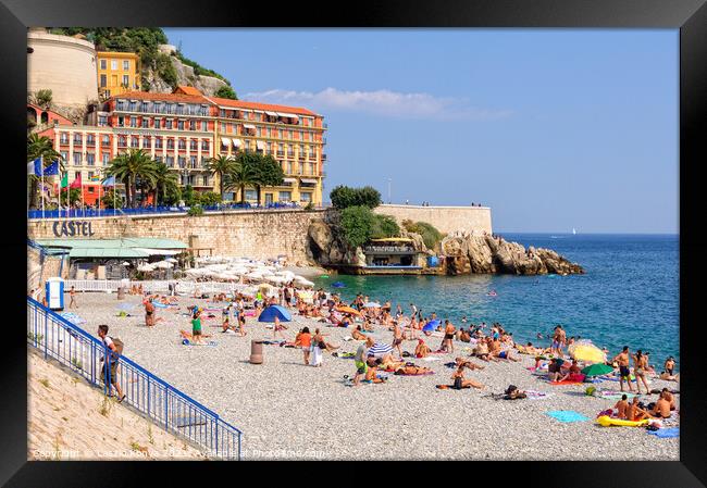 Castel Beach - Nice Framed Print by Laszlo Konya