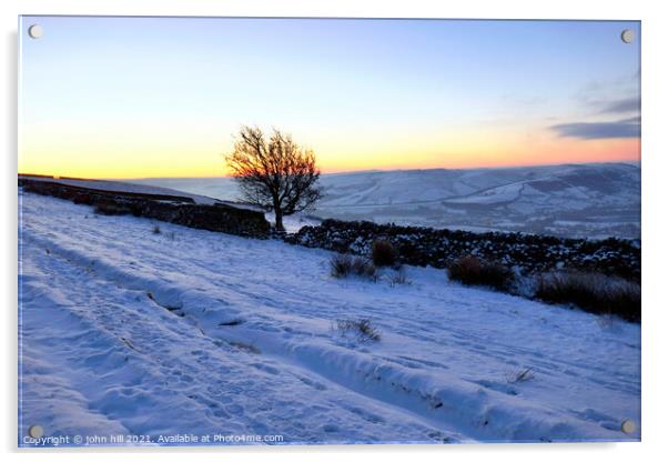 Dawn in Winter, Derbyshire, UK. Acrylic by john hill