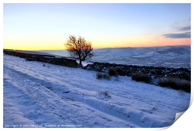 Dawn in Winter, Derbyshire, UK. Print by john hill