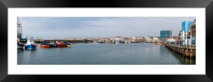 Bridlington harbour panoramic Framed Mounted Print by Alan Tunnicliffe
