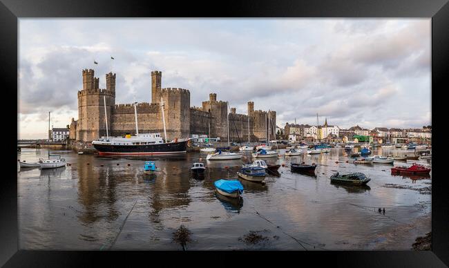 Caernarfon waterfront panorama Framed Print by Jason Wells