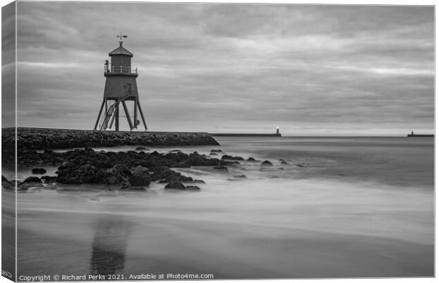 South Shields Lighthouses Canvas Print by Richard Perks