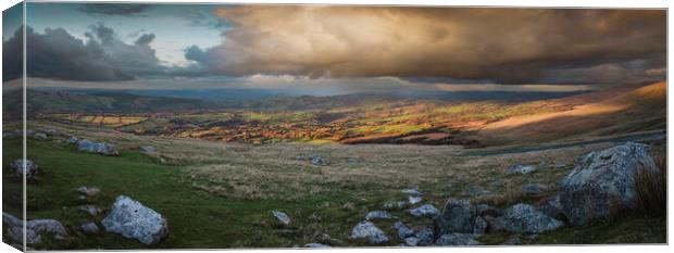 Panoramic view of rain clouds on the Black Mountain Canvas Print by Leighton Collins