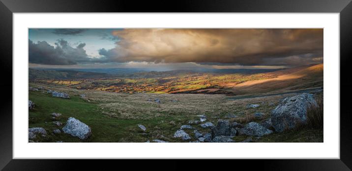 Panoramic view of rain clouds on the Black Mountain Framed Mounted Print by Leighton Collins