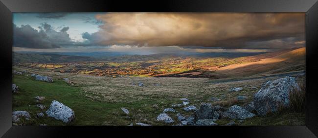 Panoramic view of rain clouds on the Black Mountain Framed Print by Leighton Collins