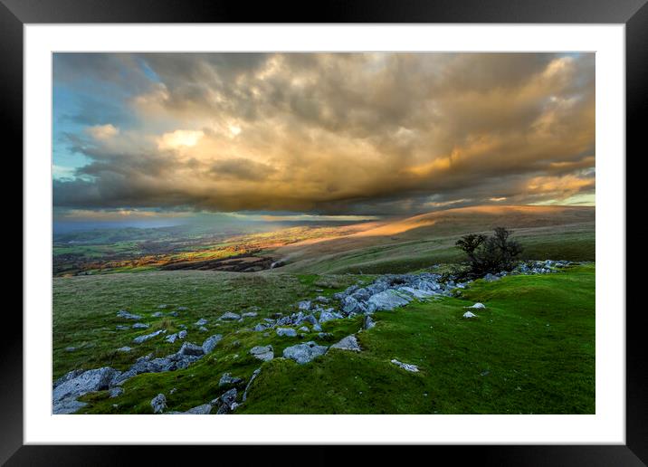 Dramatic rain clouds on the Black Mountain Framed Mounted Print by Leighton Collins