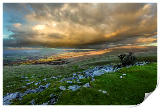 Dramatic rain clouds on the Black Mountain Print by Leighton Collins