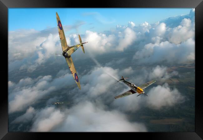 Spitfire shoots down Messerschmitt Bf 109 Framed Print by Gary Eason