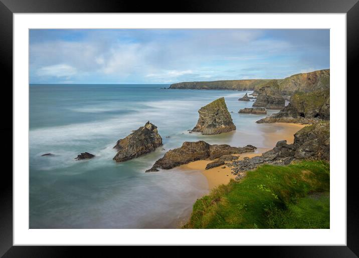Autumnal Long Exposure at Bedruthan Steps, Cornwal Framed Mounted Print by Tracey Turner