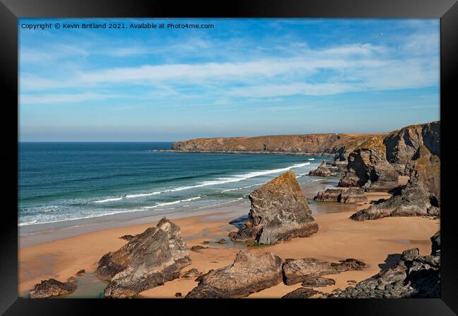 Bedruthan cornwall Framed Print by Kevin Britland