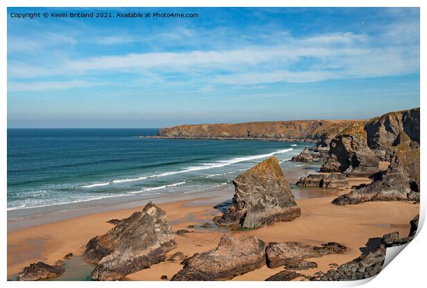 Bedruthan cornwall Print by Kevin Britland