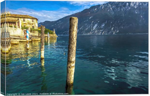 The waterside at Limone Sul Garda Canvas Print by Ian Lewis