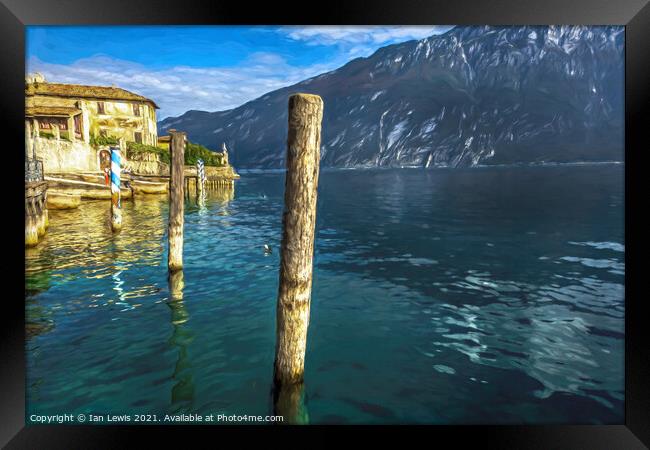 The waterside at Limone Sul Garda Framed Print by Ian Lewis