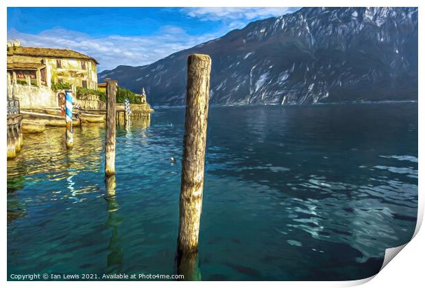 The waterside at Limone Sul Garda Print by Ian Lewis