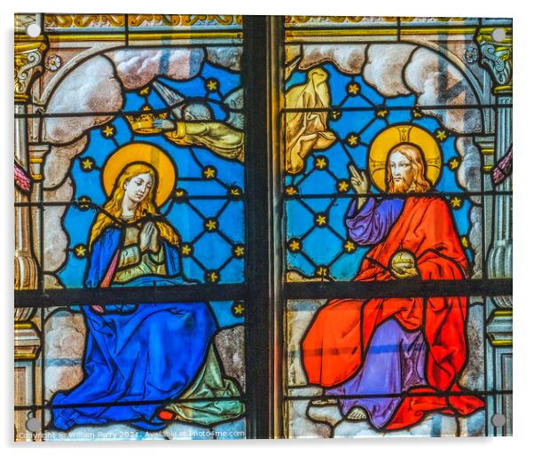 Jesus Mary Stained Glass Saint Catherine Church Honfluer France Acrylic by William Perry