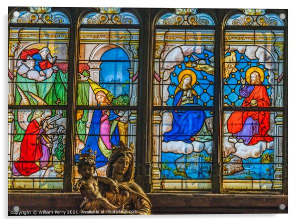 Stained Glass Saint Catherine Church Honfluer France Acrylic by William Perry