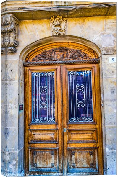 Law Office Wooden Door Inner Harbor Honfluer France Canvas Print by William Perry