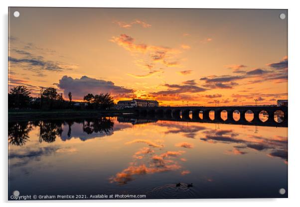 Long Bridge at Sunset, Barnstaple Acrylic by Graham Prentice