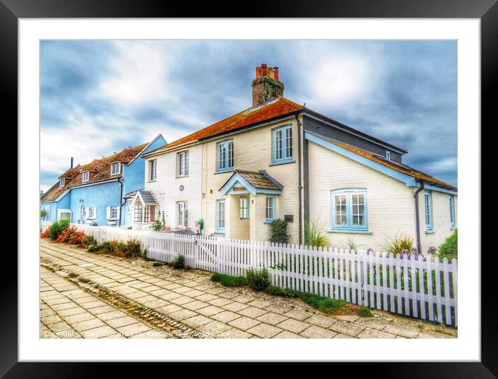 Charming Cottages on Mudeford Quay Framed Mounted Print by Beryl Curran