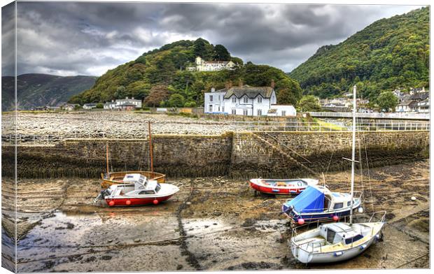 Moody Lynmouth Harbour Canvas Print by Mike Gorton