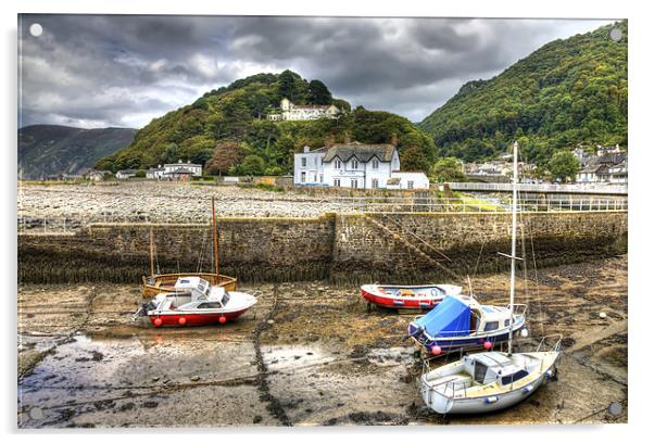 Moody Lynmouth Harbour Acrylic by Mike Gorton