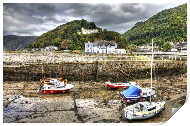 Moody Lynmouth Harbour Print by Mike Gorton