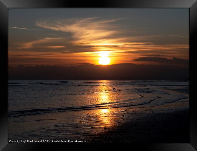 Coastal Calming Sunset. Framed Print by Mark Ward