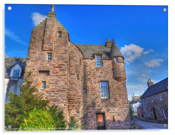 1592 Fordyce Village Castle Near Portsoy Scotland  Acrylic by OBT imaging