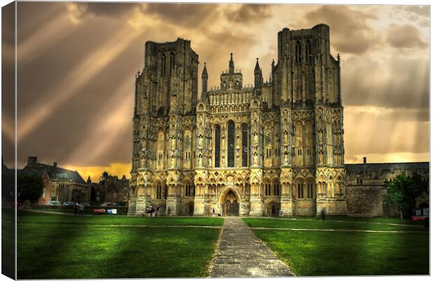 Wells Cathedral Sunbeams Canvas Print by Alison Chambers