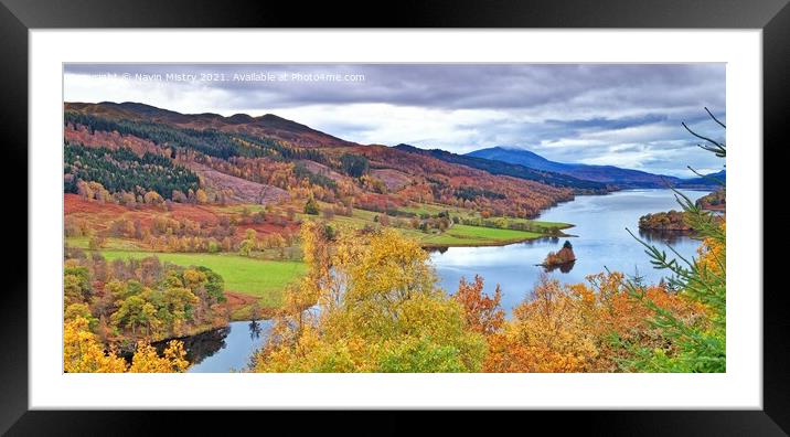 Autumn at the The Queen's View near Pitlochry, Perthshire Framed Mounted Print by Navin Mistry