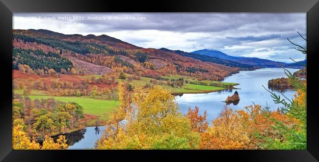 Autumn at the The Queen's View near Pitlochry, Perthshire Framed Print by Navin Mistry
