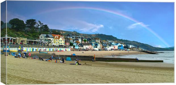 Lyme Regis Rainbow Panorama  Canvas Print by Alison Chambers