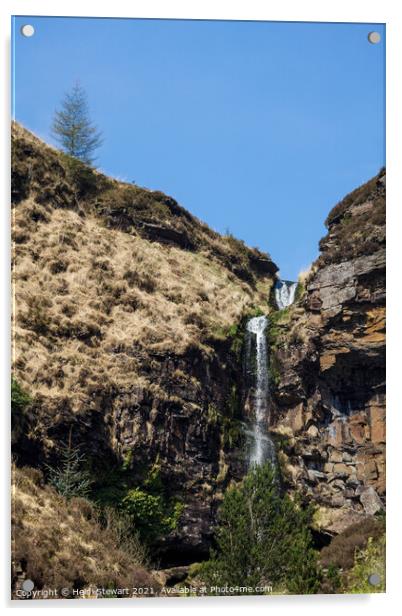 Pen Pych Waterfall, Rhondda Valley Acrylic by Heidi Stewart