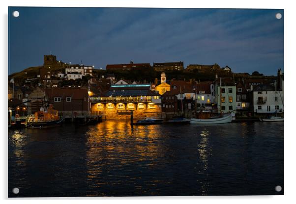 Whitby Harbour at dusk Acrylic by Chris Yaxley