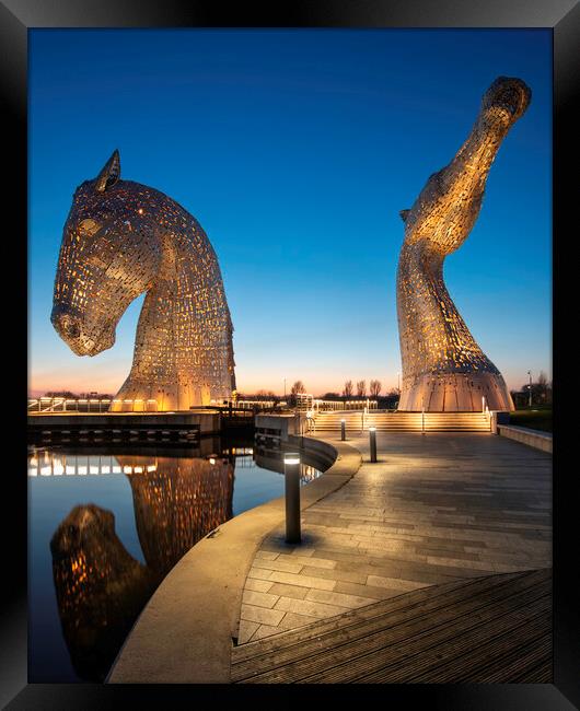 The Kelpies Blue Hour  Framed Print by Anthony McGeever
